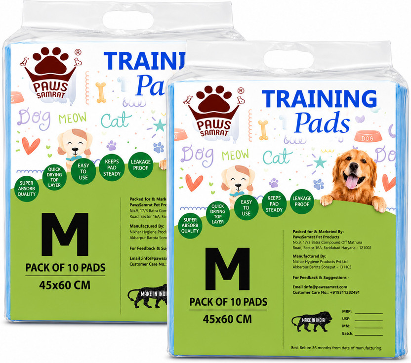 PAWS PAWS SAMRAT Dog Training Pads Leak Proof Puppy Pee Pads Absorbent Sheets-45x60 cm Disposable Dog & Cat Diapers(Pack of 20 M) - Flipkart Deal