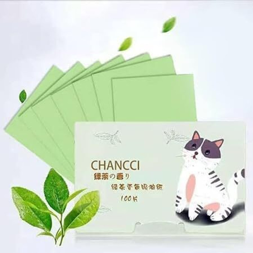 Nivraimitation Green Tea Infused Premium Oil Blotting Sheets - 100 Pcs Pet Ear Eye Wipes(Pack of 100)