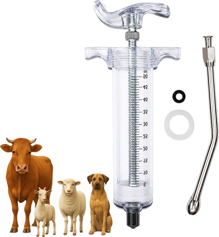 ApexLoom 50ml Livestock Syringe with Nozzle – Multipurpose Feeding & Medical Syringe Pet First Aid Kit(1 Pieces)