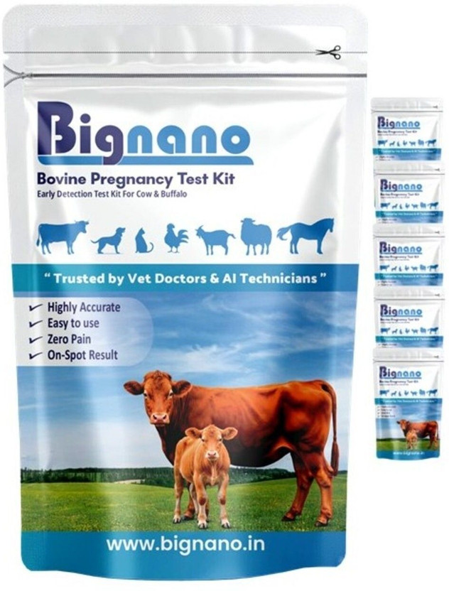 Bignano Bovine Pregnancy Test Kit - 5 Tests Pet First Aid Kit(5 Pieces)