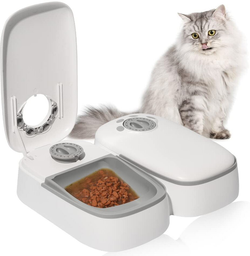 zvonko Automatic Cat Feeder with 48-Hour Timer, Smart Pet Meal Food Dispenser for Pets Plastic Pet Bowl(700 ml White)