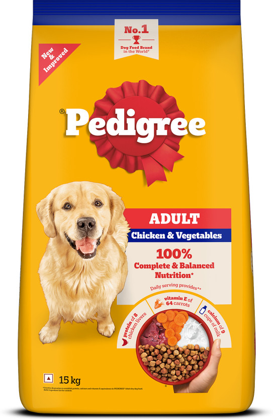 PEDIGREE 100% Nutrition Chicken, Vegetable 15 kg Dry Adult Dog Food