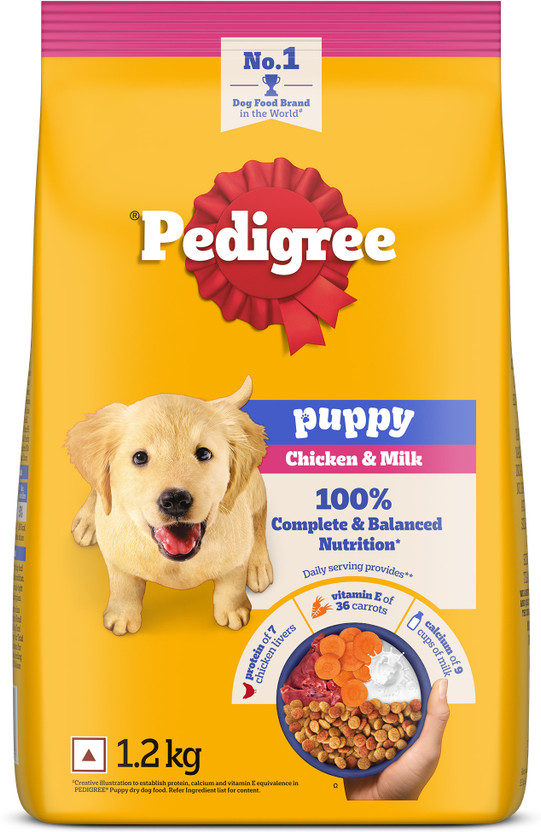 PEDIGREE 100% Nutrition Chicken, Milk 1.2 kg Dry Young Puppy Food