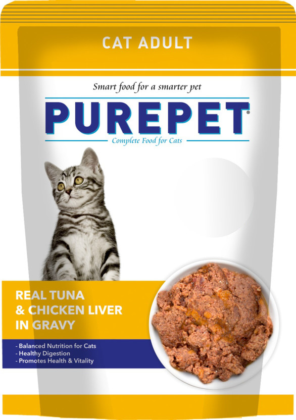 Purepet Real Tuna & Chicken Liver In Gravy Tuna 0.05 kg Wet Adult Cat Food