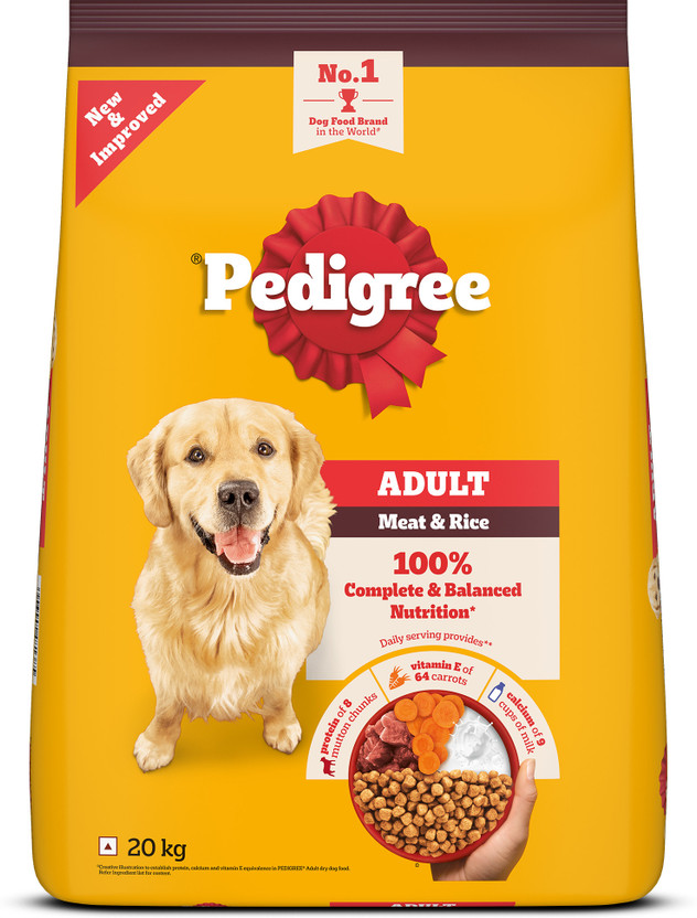 PEDIGREE 100% Nutrition Meat, Rice 20 kg Dry Adult Dog Food