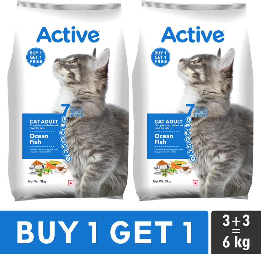 Active Buy 1 get 1 Ocean Fish 6 kg (2x3 kg) Dry Adult Cat Food