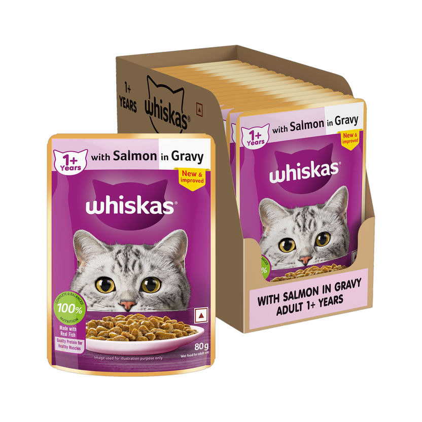 Whiskas Adult (1+ Years) Salmon in Gravy Salmon 1.12 kg (14x0.08 kg) Wet Adult Cat Food