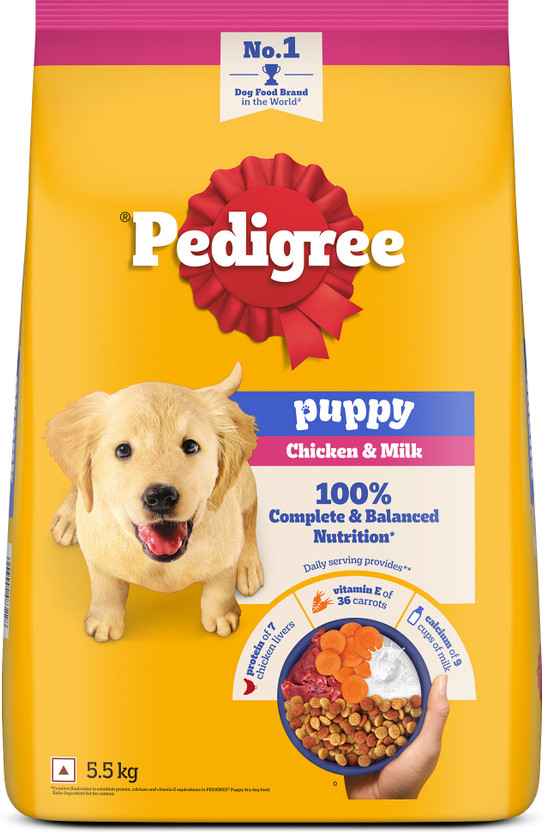 PEDIGREE 100% Complete & Balanced Nutrition Chicken, Milk 5.5 kg Dry Young Dog Food