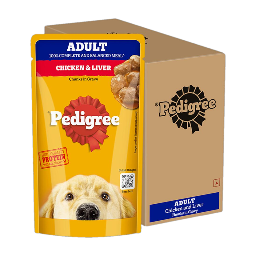 PEDIGREE PEDIGREE Gravy Chicken, Liver Chunks 1.56 kg (12x0.13 kg) Wet Adult Dog Food - Flipkart Deal