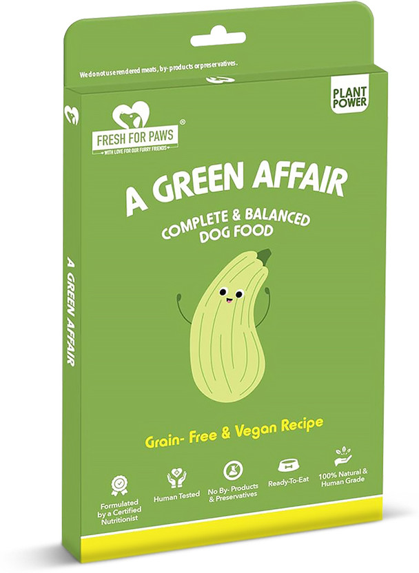 FRESH FOR PAWS A Green Affair Fresh Dog Food-300 gm Spinach 0.3 kg Wet Adult Dog Food