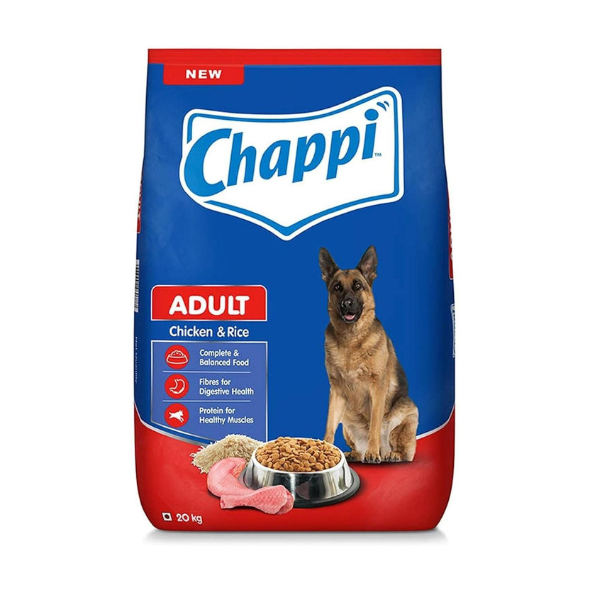 PEDIGREE Chappi Adult Dog Food, Chicken & Rice, Complete & Balanced Food for Adult Dogs Chicken 20 kg Dry Adult, Senior Dog Food