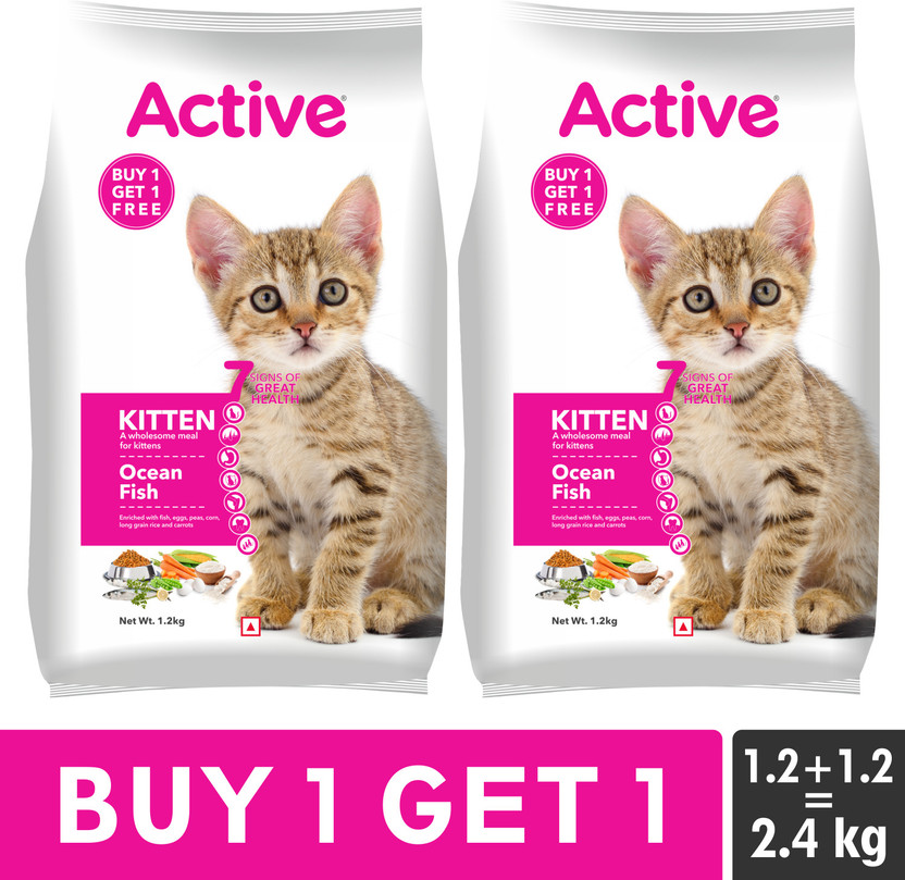 Active Buy 1 get 1 (2x1.2kg), Ocean Fish 2.4 kg (2x1.2 kg) Dry Young Cat Food
