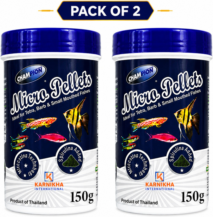 KARNIKHA INTERNATIONAL Champion Micro Pellet Fish Food 150g - Pack of 2 0.3 kg (2x0.15 kg) Dry All Life Stages Fish Food