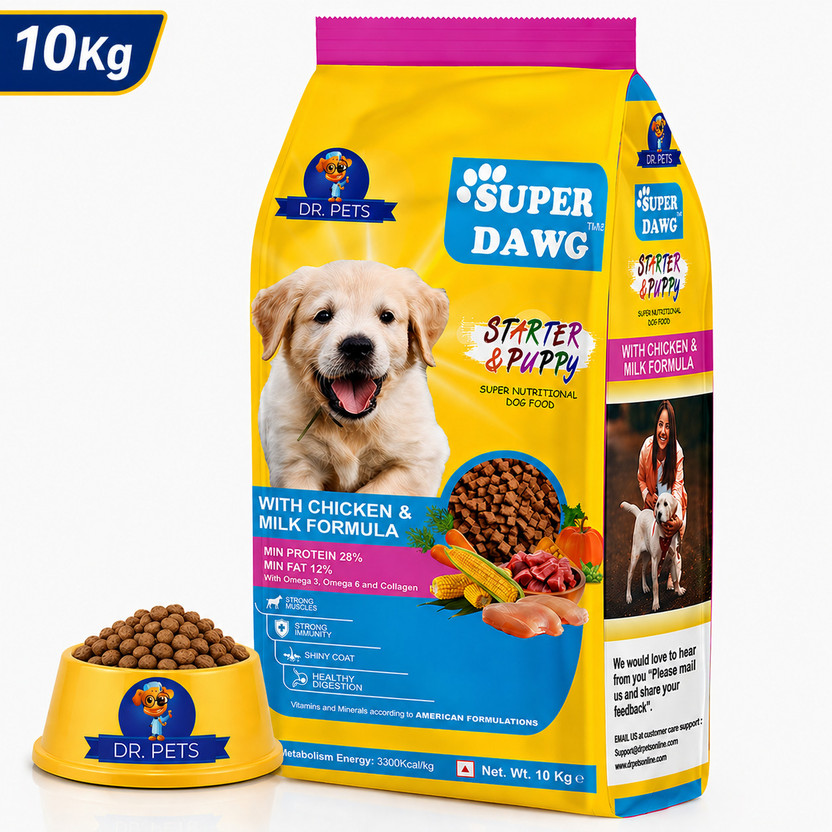 Dr.pets Dog Dry Food Puppy Chicken & Milk – 10 kg Chicken 10 kg Dry New Born, Young Dog Food
