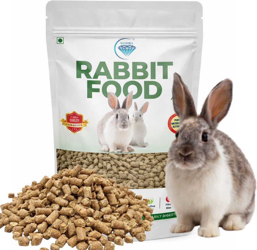 Nitishree Rabbit Food 1kg | High Fiber Pellets | Healthy Diet for All Rabbits Vegetable 1 kg Dry Adult, Senior, Young Rabbit Food