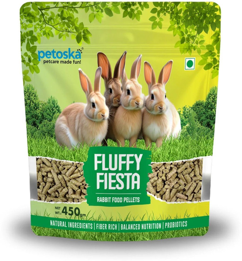 PETOSKA Rabbit Pellets Fluffy Fiesta – 450 gm Vegetable 450 kg Dry Adult Rabbit Food