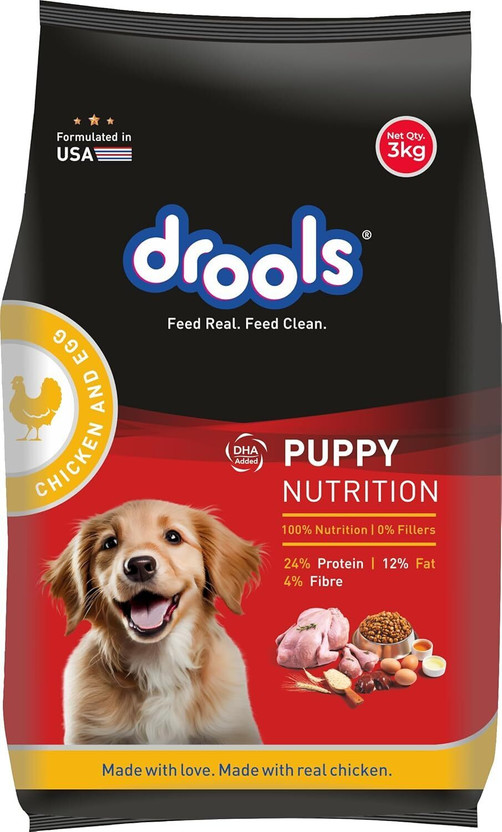 Drools Puppy Nutrition Egg, Chicken 3 kg Dry New Born Dog Food Chicken 3 kg Dry Adult Puppy Food