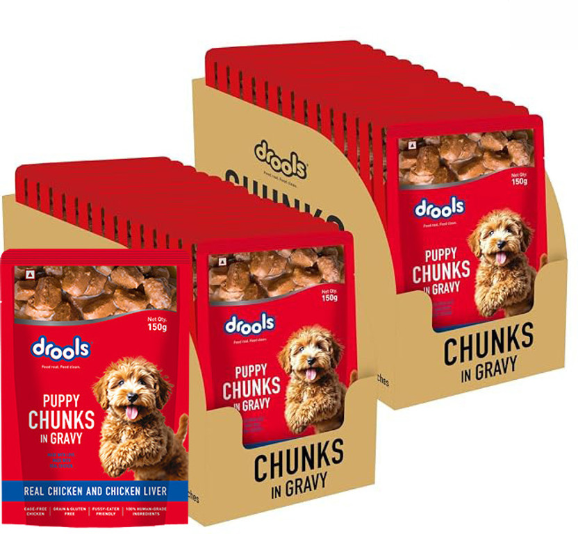 Drools Chicken Liver and Real Chicken 4.5 kg (30x0.15 kg) Wet Young Dog Food