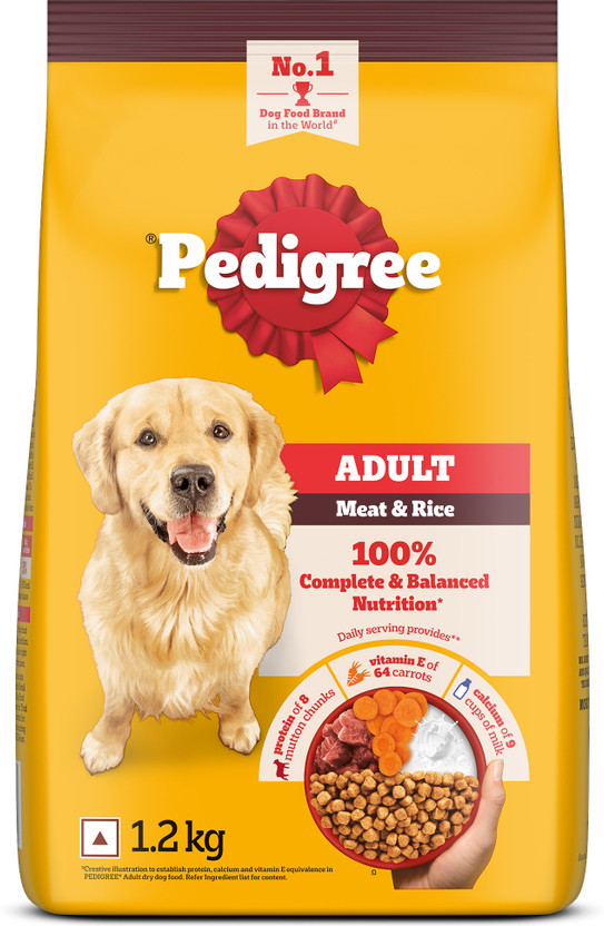 PEDIGREE 100% Nutrition Meat, Rice 1.2 kg Dry Adult Dog Food