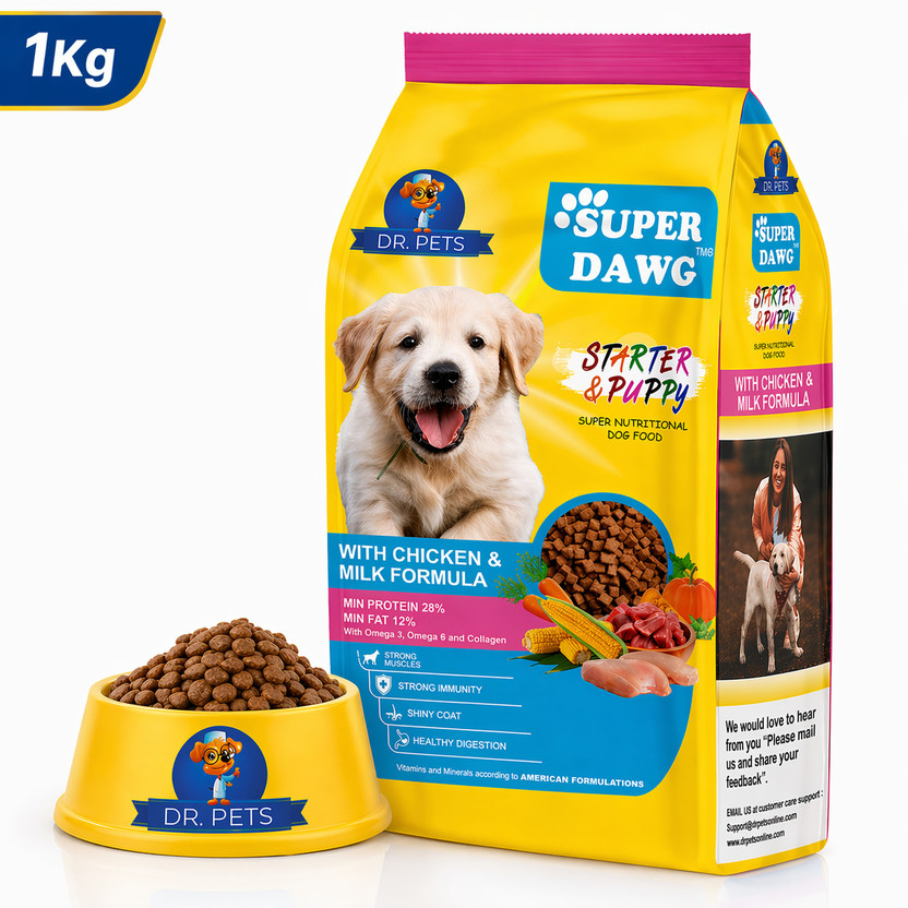Dr.pets Dog Dry Food Puppy Chicken & Milk – 1 kg Chicken 1 kg Dry New Born, Young Dog Food