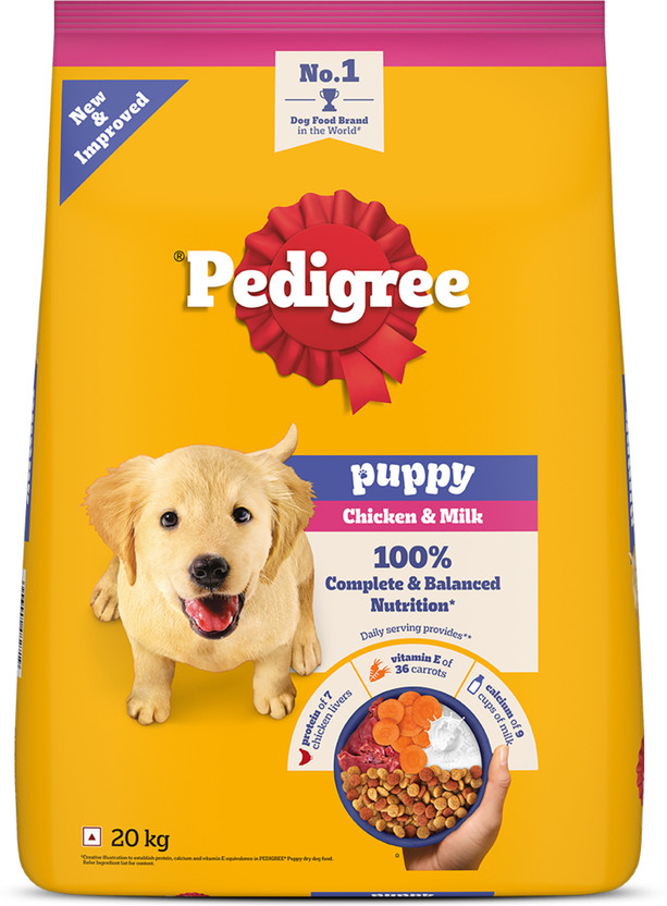 PEDIGREE 100% Nutrition Chicken, Milk 20 kg Dry Young Puppy Food