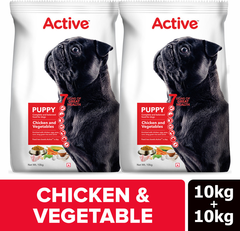 Active Buy 1 Get 1 ,Chicken and Vegetable 20 kg (2x10 kg) Dry Young Dog Food