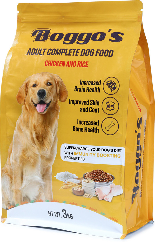 BOGGOS Superfood Dry Kibbles Ideal for Adult Dogs of All Breeds, Rice and Chicken 3 kg Dry All Life Stages Dog Food