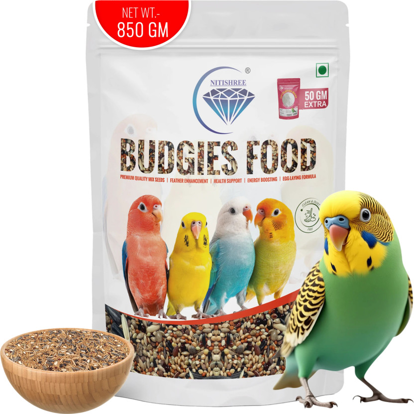 Nitishree Nitishree Premium Budgie Seed Mix with 50g Cattle Bone Powder Bird Food for Healthy Growth Nuts 2.55 kg (3x0.85 kg) Dry New Born, Adult, Young, Senior Bird Food - Flipkart Deal