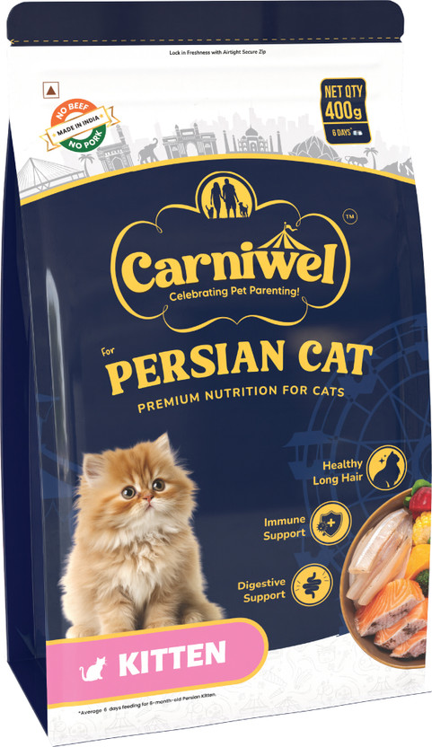 CARNIWEL Persian Kitten Feed with Antarctic Krill, 3X Healthy Skin & Coat Fish 0.4 kg Dry Young Cat Food