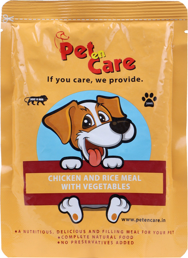 Pet En Care Home Style Chicken & Rice Meal with Vegetables for Dogs, Pack of 6 (6 X 200g) Chicken 6 kg (6x1 kg) Wet All Life Stages Dog Food