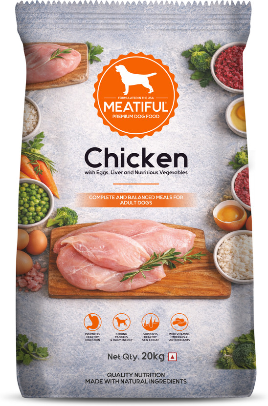 Meatiful Chicken with Eggs, Liver and Nutritious Vegetables Chicken 20 kg Dry Adult Dog Food