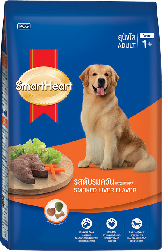 smart heart SmartHeart Adult Dry Dog Food Smoke Liver Flavour 10 Kg Liver 10 kg Dry Adult Dog Food
