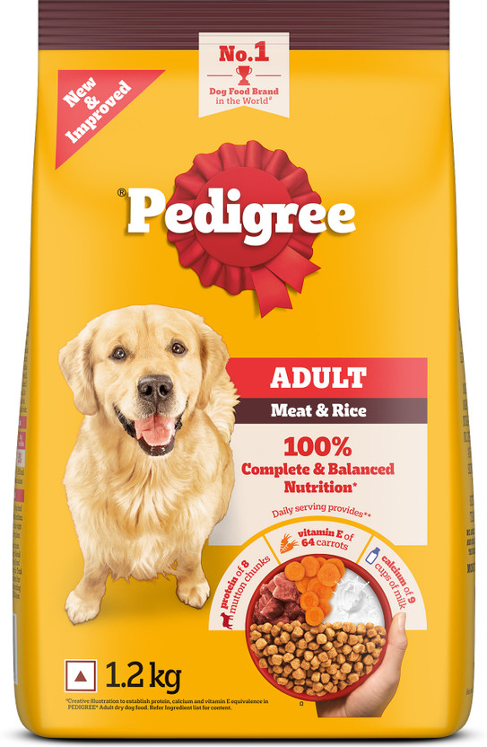 PEDIGREE 100% Nutrition Meat, Rice 1.2 kg Dry Adult Dog Food