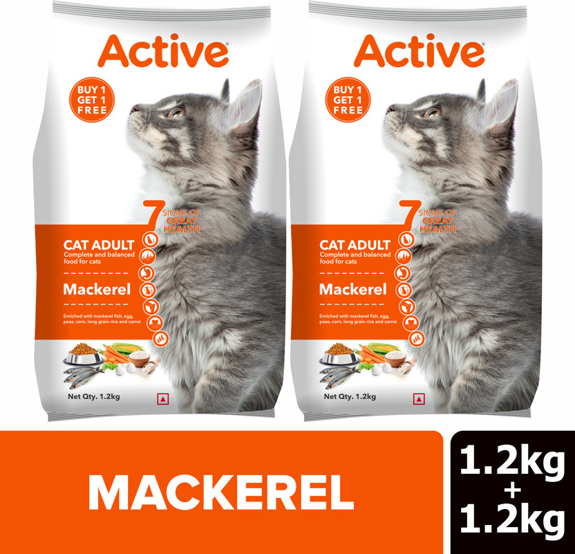 Active Buy 1 Get 1 Mackeral 2.4 kg (2x1.2 kg) Dry Adult Cat Food