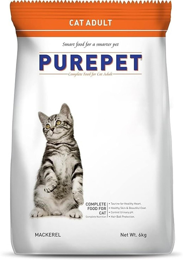 Purepet Real Mackerel 6 kg Dry Adult Cat Food