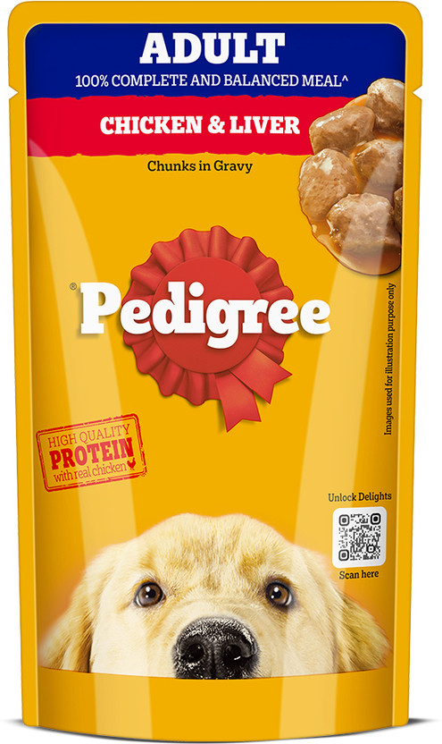 PEDIGREE Gravy Chicken, Liver Chunks 130 g Wet Adult Dog Food