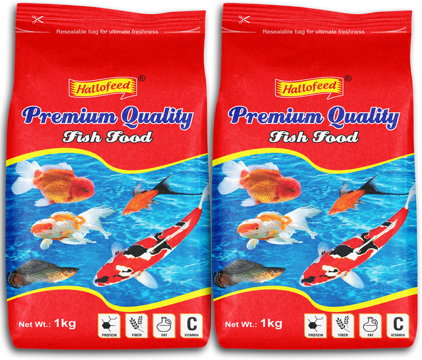 Hallofeed 2 Kg PREMIUM FISH FOOD (1KG*2PC) Fish 2 kg Dry Adult Fish Food