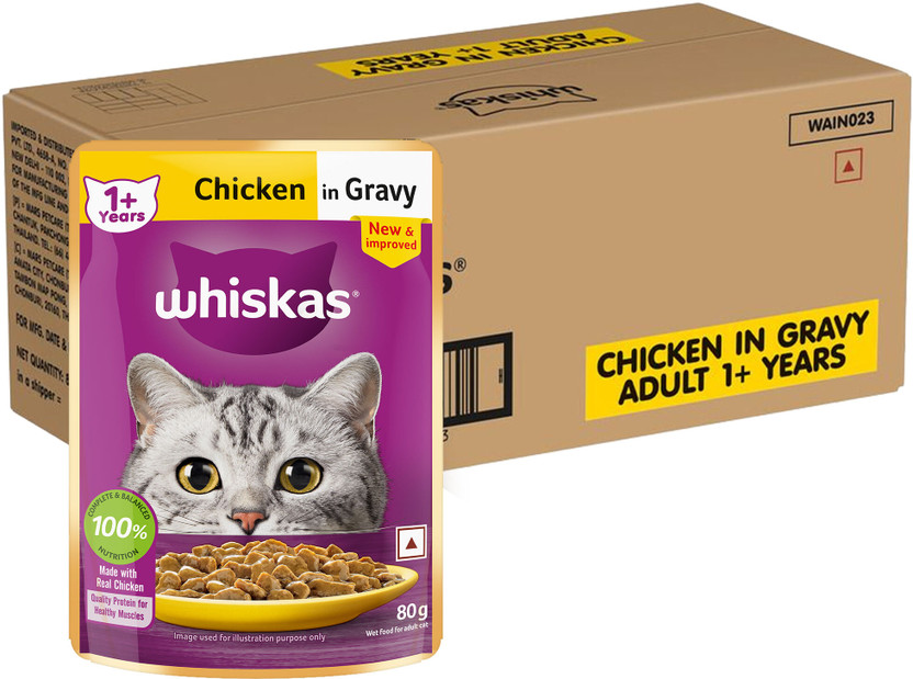 Whiskas (1+ Years) Chicken 4.48 kg (56x0.08 kg) Wet Adult Cat Food
