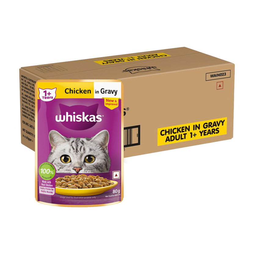 Whiskas (1+ Years) Chicken 4.48 kg (56x0.08 kg) Wet Adult Cat Food