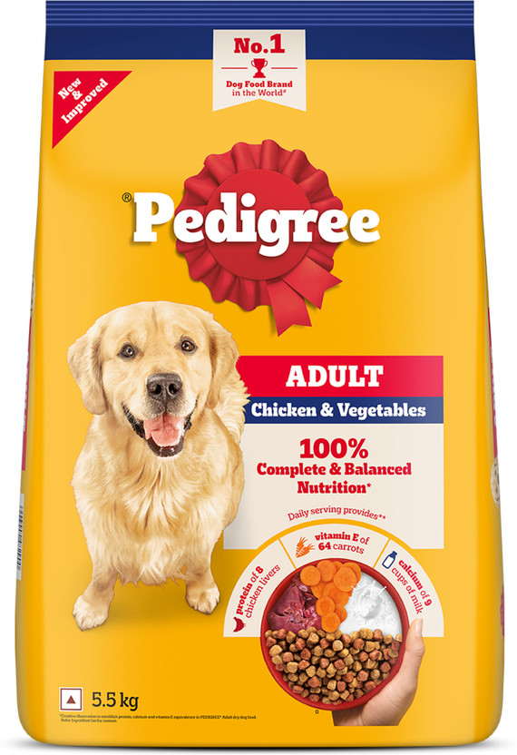 PEDIGREE 100% Nutrition Chicken, Vegetable 5.5 kg Dry Adult Dog Food
