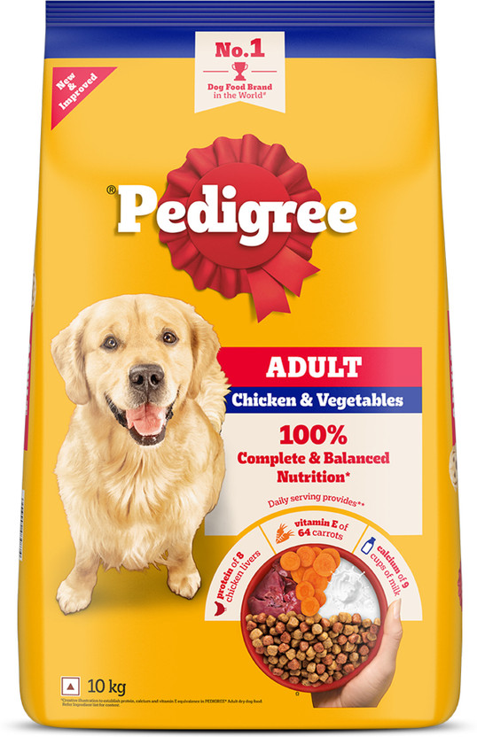 PEDIGREE 100% Nutrition Chicken, Vegetable 10 kg Dry Adult Dog Food