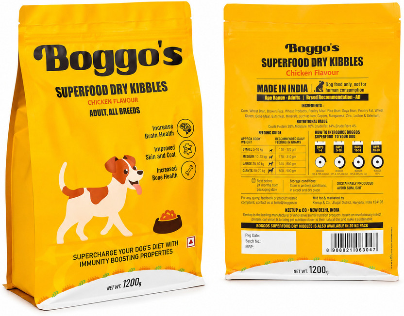 Boggos Superfood Dry Kibbles Ideal for Adult Dogs of All Breeds, Rice and Chicken 3 kg Dry All Life Stages Dog Food