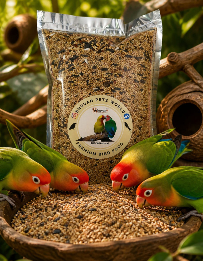 Bhuvan Pets World Mix Seeds PREMIUM 11+ Seeds for Love Birds, Budgies, Cockatiel etc Nuts 1 kg Dry All Life Stages Bird Food
