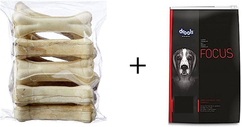 Drools Focus Puppy Premium Dry Chicken Dog Food Chew With Raw Hide 3 Inch Chicken 0.5 kg (2x0.25 kg) Dry New Born, Young Dog Food