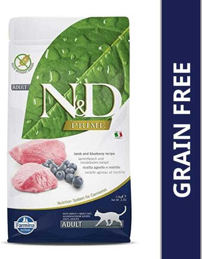 Farmina N&D Prime Lamb & Blueberry Grain Free Lamb 1.5 kg Dry Adult Cat Food