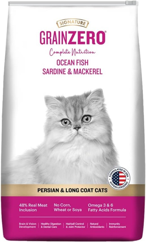 Signature Grainzero Persian Long coat Mackeral, Fish 3 kg Dry Adult, Senior Cat Food