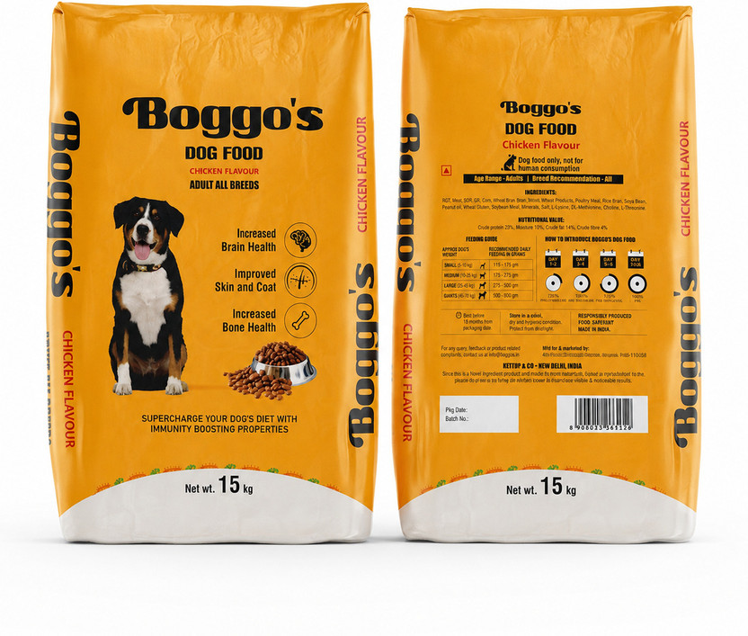 Boggos Dry Adult Dog Food for All Breed - 100% Balanced Diet with Rice and Chicken 15 kg Dry All Life Stages Dog Food