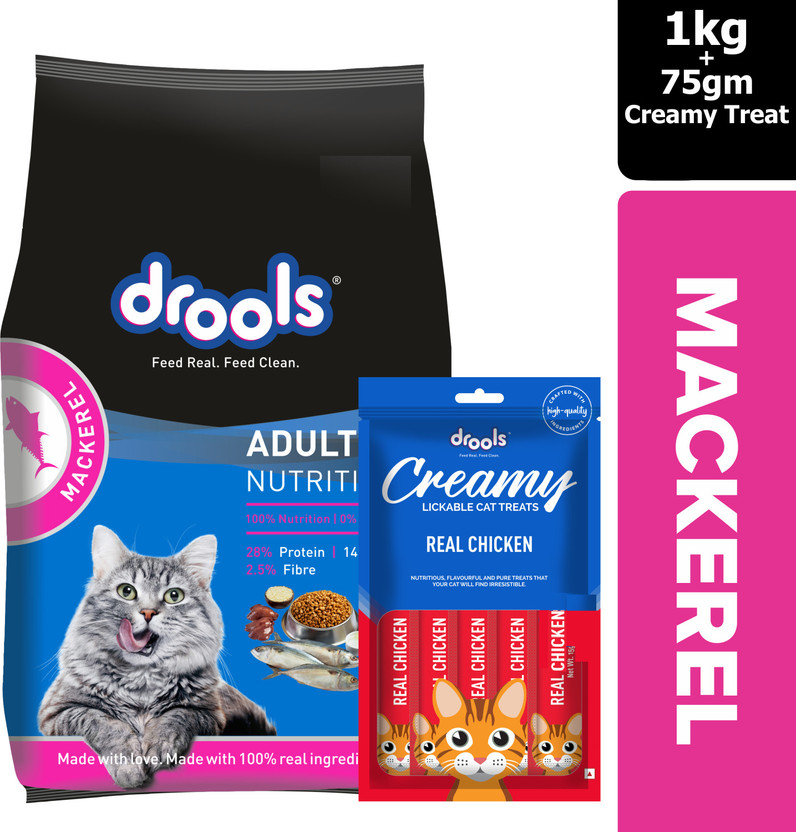 Drools Creamy Cat Treat With Mackeral 1075 g (2x537.5 g) Dry Adult Cat Food