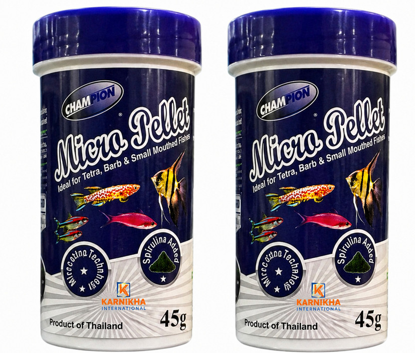 KARNIKHA INTERNATIONAL Champion Micro Pellet Fish Food - Pack of 2 -45g each 0.09 kg (2x0.04 kg) Dry All Life Stages Fish Food