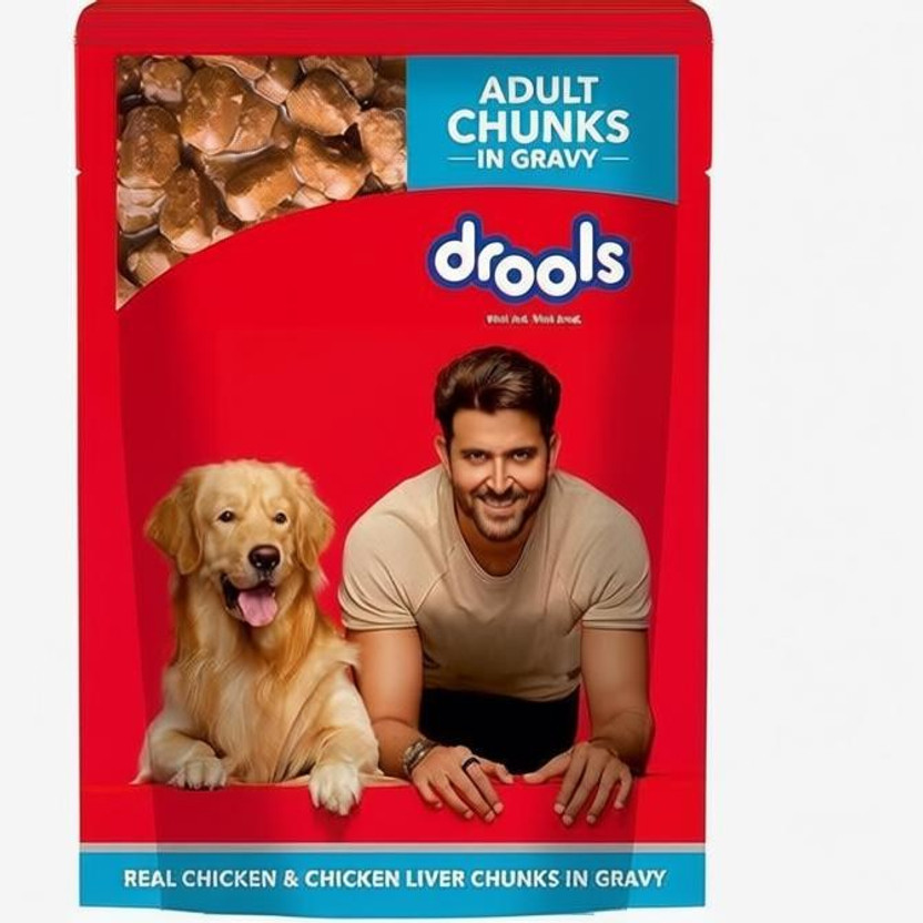 Drools Drools Real Chicken & Chicken Liver Chunks in Gravy (Pack of 24) Chicken, Liver Chunks 3.6 kg (24x0.15 kg) Wet Adult Dog Food